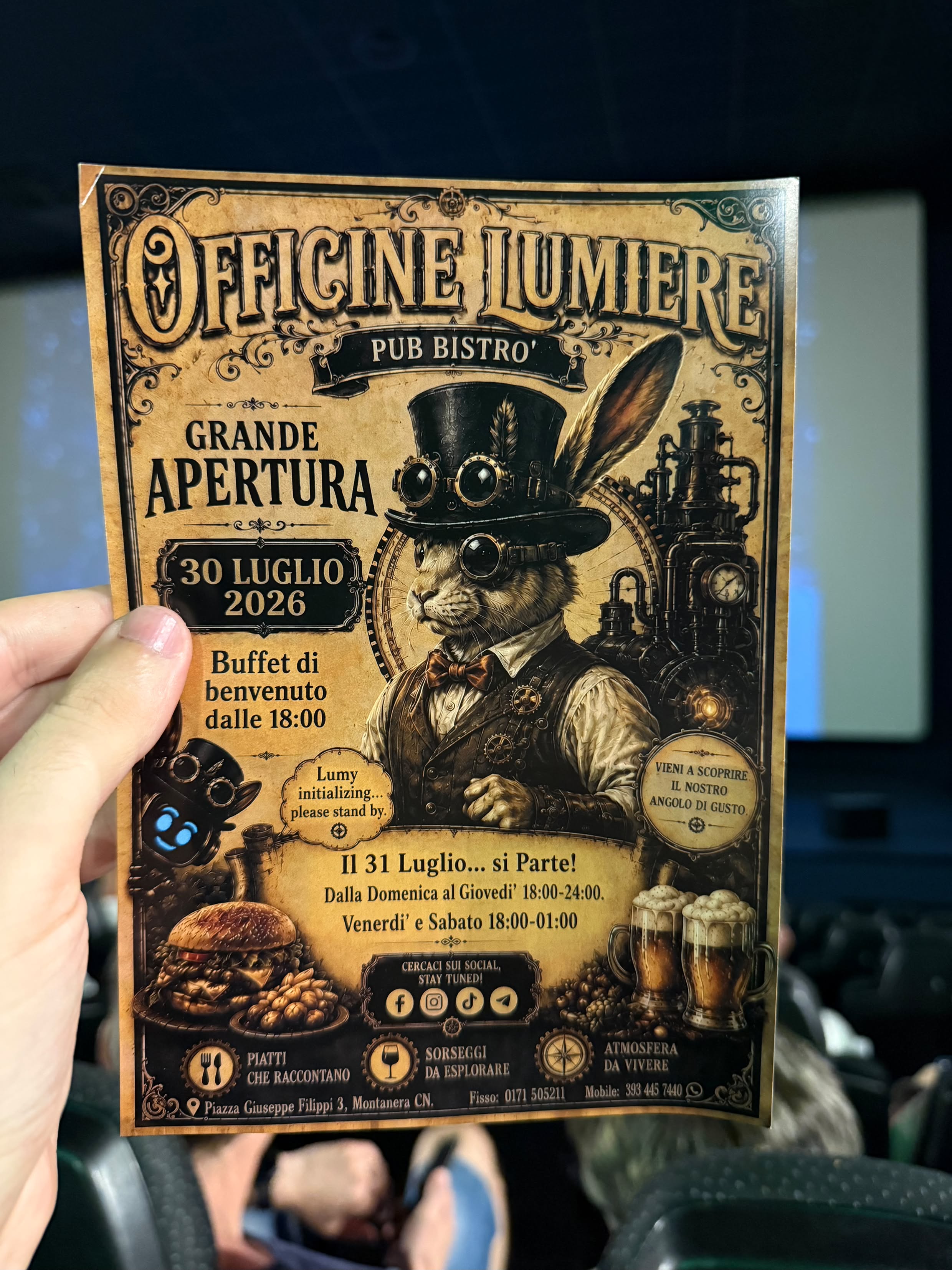 Grande Apertura di Officine Lumiere - Pub Bistrò - Via Campo Sportivo 3, Montanera (CN) - 🚨 IL TUO NUOVO POSTO PREFERITO IN CITTÀ STA PER APRIRE! 🍻✨Segna la data: Giovedì 30 Luglio dalle ore 18:00 ti aspettiamo per la Grande Apertura di...
