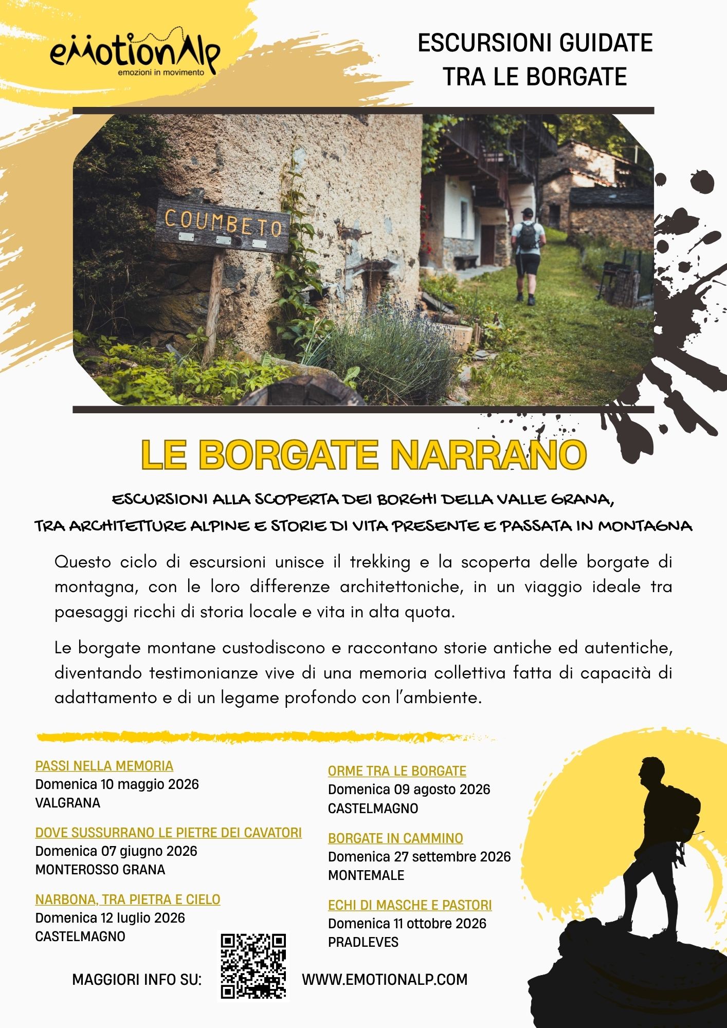 ESCURSIONI LE BORGATE NARRANO - Narbona, tra pietra e cielo - Castelmagno, Castelmagno (CN) - 
 𝗡𝗮𝗿𝗯𝗼𝗻𝗮, 𝘁𝗿𝗮 𝗽𝗶𝗲𝘁𝗿𝗮 𝗲 𝗰𝗶𝗲𝗹𝗼
𝘓𝘦 𝘣𝘰𝘳𝘨𝘢𝘵𝘦 𝘯𝘢𝘳𝘳𝘢𝘯𝘰
 


 Domenica 12 luglio 2026
 



Escursione su antico sentiero panoramico che collega le borgate di...