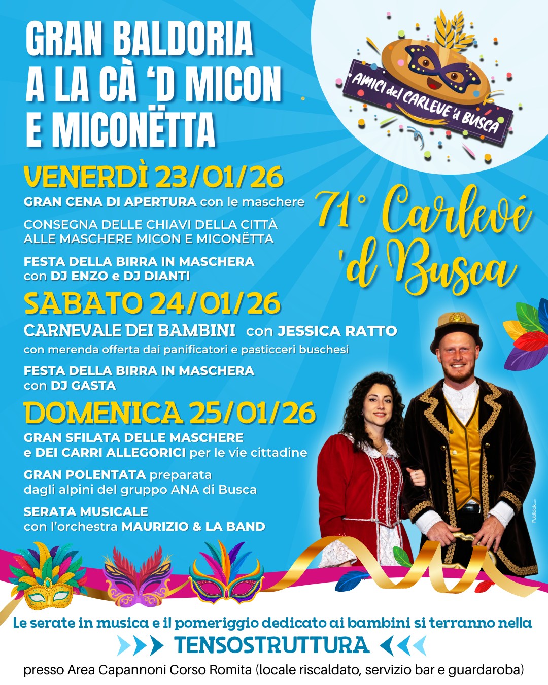 71° Carlevè ’d Busca - CARNEVALE DI BUSCA 2026 - Centro, Busca (CN) - Fervono i preparativi per l’attesissimo Carnevale, il primo della provincia di Cuneo ad aprire le sfilate dei carri allegorici. Tre giorni di festa, c...