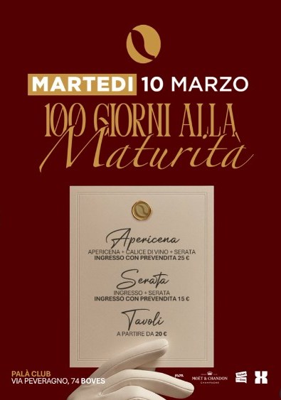 100 giorni alla maturità - pala club, Boves (CN) - Martedì 10 marzo arriva la festa dei 100 giorni alla maturità 🎓Maturandi...preparatevi a una serata ricca di emozioni🔥Ci sarà la possibilità di iniz...
