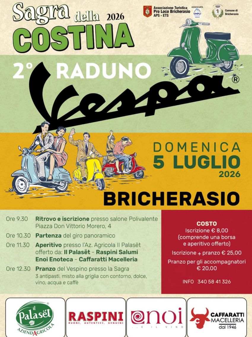 2° RADUNO VESPA - Sagra della Costina - Città e dintorni, Bricherasio (TO) - 
 


La Sagra della Costina è lieta di riaccendere i motori per il 2° Raduno Vespe!🛵🛵Un appuntamento nato lo scorso anno che siamo felici di ripropo...