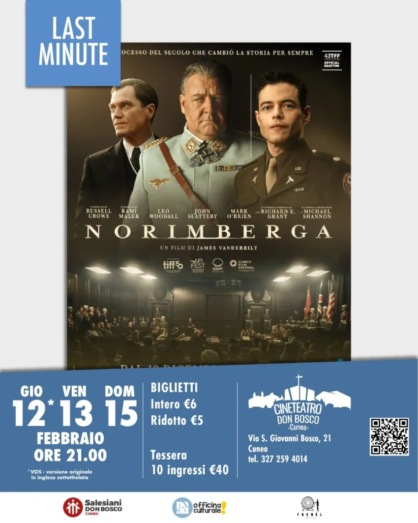 NORIMBERGA - via San Giovanni Bosco 21 (Cineteatro Don Bosco), Cuneo (CN) - 
Uno psichiatra della Seconda Guerra Mondiale valuta i leader nazisti prima dei processi di Norimberga, diventando sempre più ossessionato dalla compr...