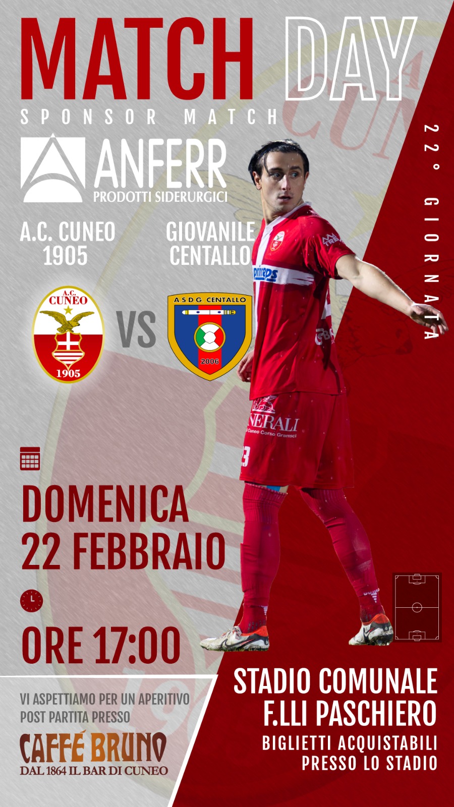 AC cuneo 1905 Vs Giovanile Centallo - Corso Monviso, 21 Stadio F.lli Paschiero, Cuneo (CN) - Passione, adrenalina e orgoglio in campo… non puoi mancare!
Porta la tua voce,  la voglia di tifare: insieme facciamo tremare gli spalti! FORZA CUNEO...