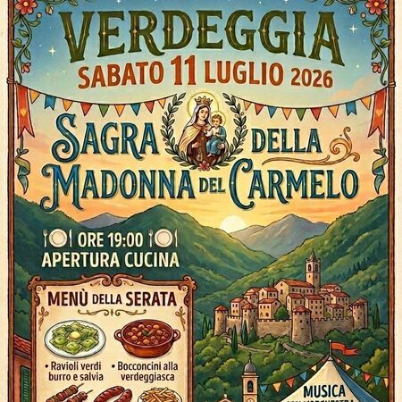 Festa della Madonna del Carmelo - Centro citta', Triora (IM) - Sabato 11 Luglio 2026 - Verdeggia ( Im )
Festa della Madonna del Carmelo
Ore 19.00 apertura delle cucine:
- Ravioli verdi burro e salvia
- Bocconc...
