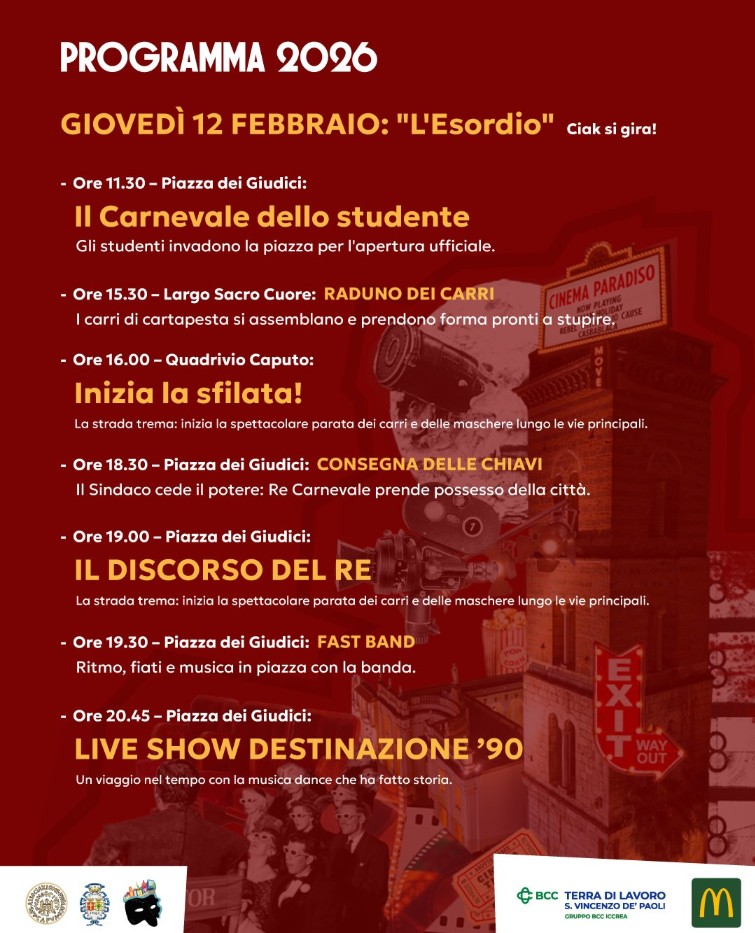 Carnevale di Capua 2026: Il Programma Completo della 139ª Edizione in Campania - Centro, Capua (CE) - Se cerchi l'evento più spettacolare del Carnevale in Campania, la destinazione è una sola: Capua. Torna la storica kermesse, una delle più antiche d'I...