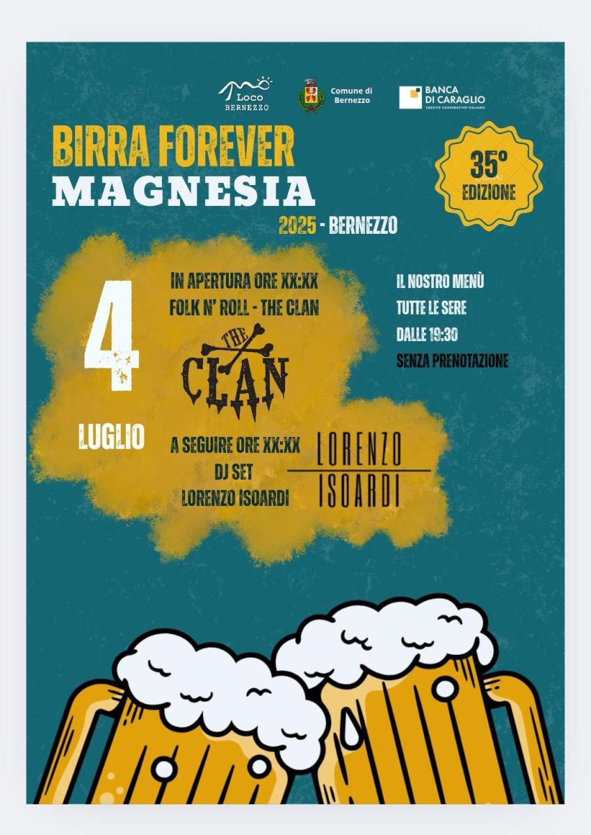 BIRRA FOREVER - MAGNESIA - DAY 1 - MAGNESIA, Bernezzo (CN) - Inizia la festa della birra della magnesia! 🍻Tutte le sere troverete il nostro menù con numerose scelte ad accompagnare un'ottima birra!Vi aspettiamo...