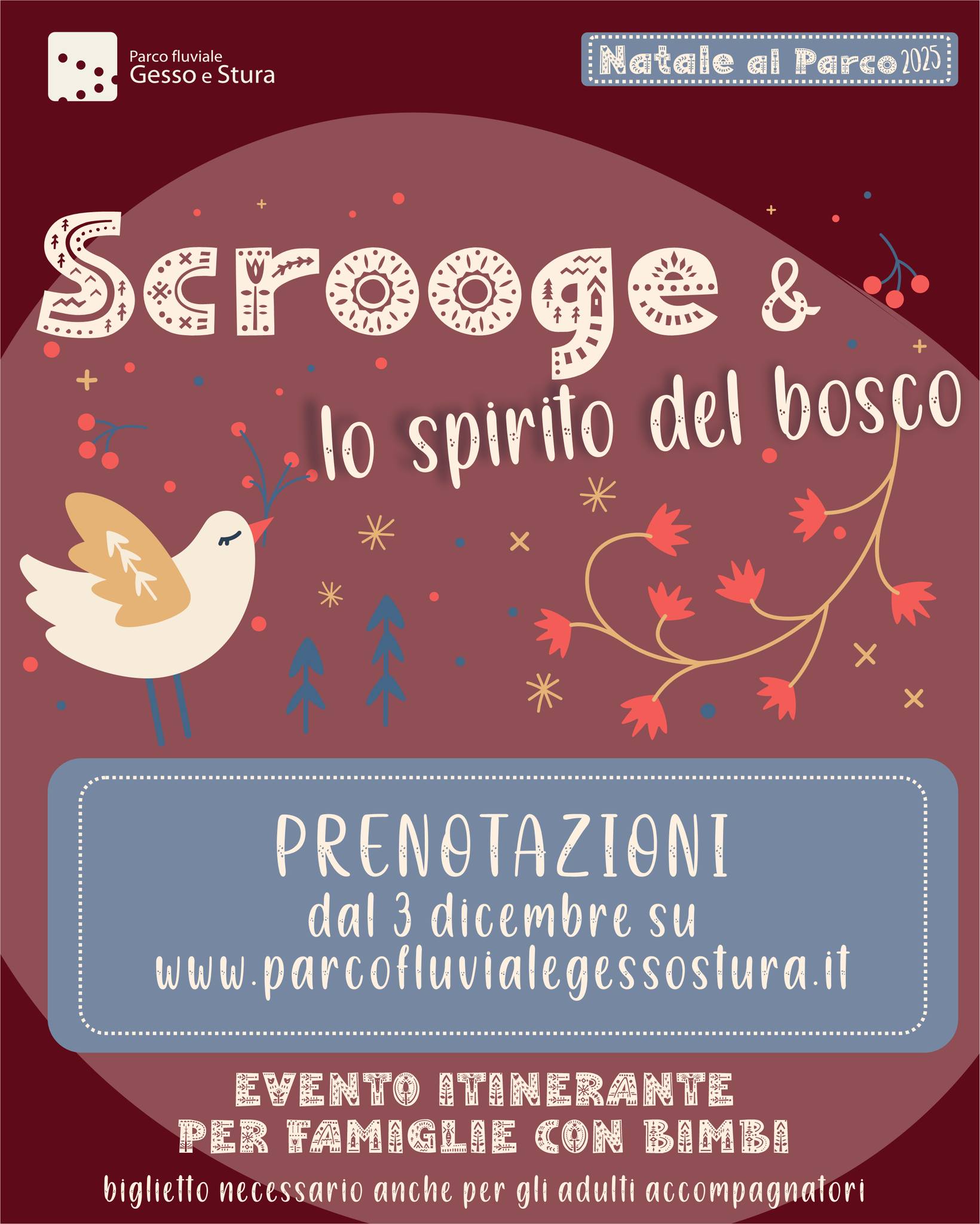 NATALE AL PARCO 2025 | Scrooge e lo spirito del bosco - Parco fluviale, Cuneo (CN) - ✨𝗦𝗶𝗲𝘁𝗲 𝗽𝗿𝗼𝗻𝘁𝗶 𝗮 𝘃𝗶𝘃𝗲𝗿𝗲 𝗶𝗻𝘀𝗶𝗲𝗺𝗲 𝗹𝗮 𝗺𝗮𝗴𝗶𝗮 𝗱𝗲𝗹 𝗡𝗮𝘁𝗮𝗹𝗲? ✨✨𝐍𝐀𝐓𝐀𝐋𝐄 𝐀𝐋 𝐏𝐀𝐑𝐂𝐎 𝟐𝟎𝟐𝟓 | 𝐒𝐜𝐫𝐨𝐨𝐠𝐞 𝐞 𝐥𝐨 𝐬𝐩𝐢𝐫𝐢𝐭𝐨 𝐝𝐞𝐥 𝐛𝐨𝐬𝐜𝐨𝐕𝐞𝐧𝐞𝐫𝐝𝐢̀ 𝟏𝟗 𝐝𝐢𝐜𝐞𝐦𝐛𝐫𝐞 | 𝐨𝐫𝐞 𝟏𝟔.𝟒𝟓, 𝟏𝟕.𝟒𝟓,...