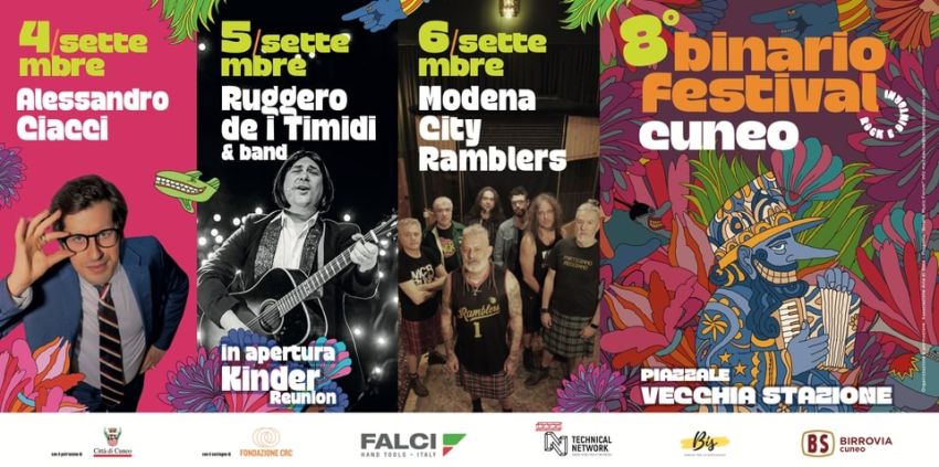 Binario festival - piazzale Vecchia Stazione - Cuneo, Cuneo (CN) - Dal 4 al 6 settembre torna a Cuneo (piazzale Vecchia Stazione ) l’ottava edizione del “Binario Festival”. Tutte le sere food and drink, a partire dall...