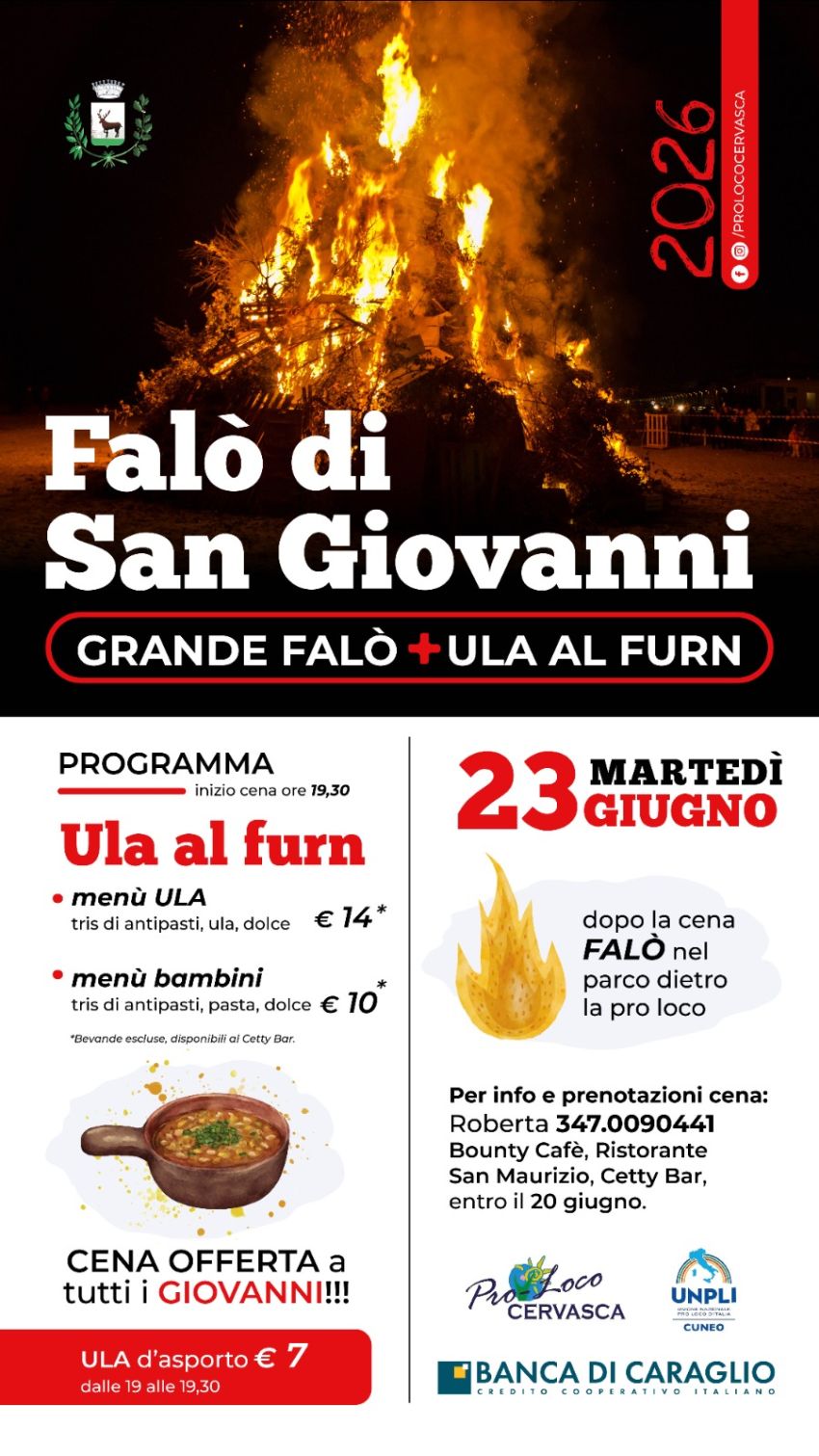 Falò di San Giovanni - Piazza Bernardi 16, Cervasca (CN) - 🔥 Falò di San Giovanni 2026 – Una notte tra tradizione e gusto! 🔥
