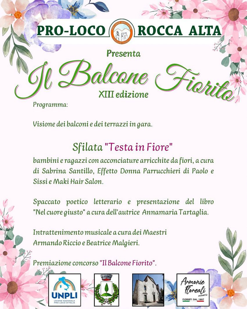 Il Balcone Fiorito - XIII edizione - Piazza Roma, Castello del Matese (CE) -
L’evento tanto atteso sta per tornare a Castello del Matese (Ce) tra musica, fiori, arte e cultura. 🎶🌸🎭📚Vi aspettiamo Venerdì 08 Agosto 2025...