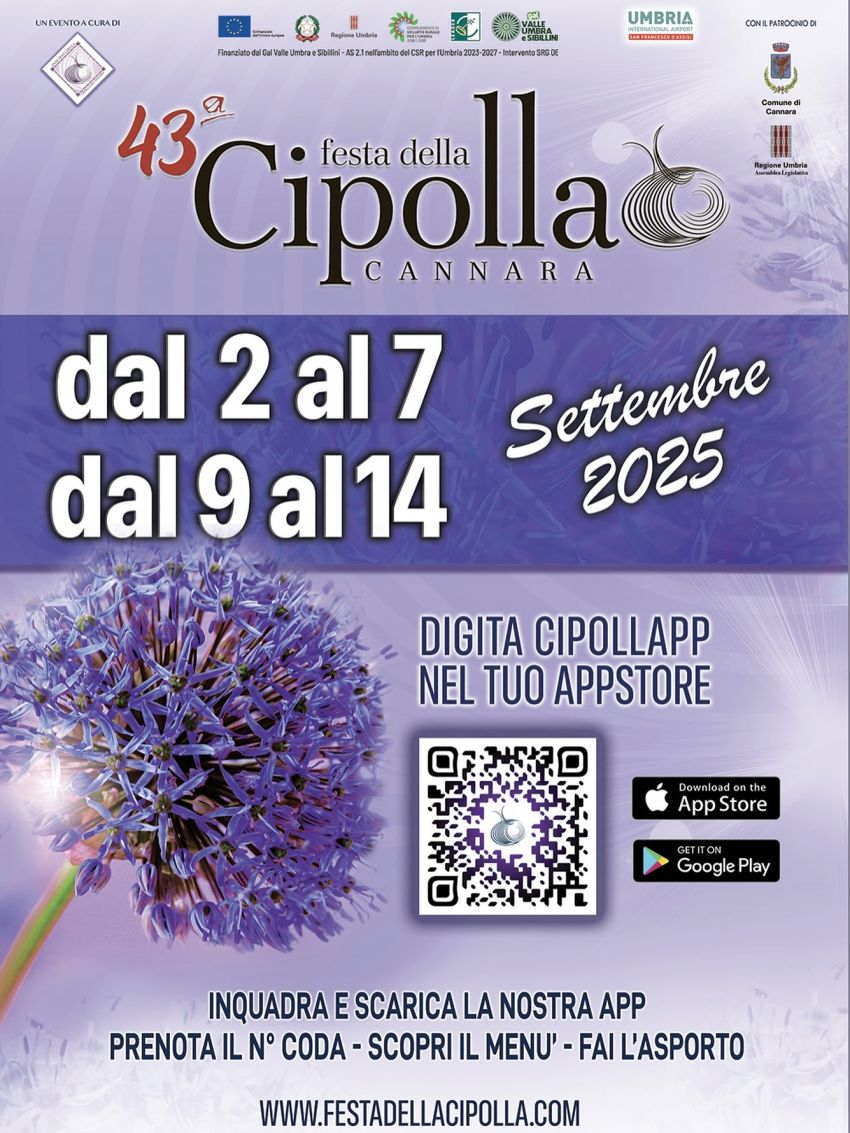 FESTA DELLA CIPOLLA - Centro, Cannara (PG) - Festa della Cipolla di Cannara 2025: l’evento gastronomico da non perdere in Umbria
Se sei un appassionato di gastronomia e tradizioni locali, la Fest...