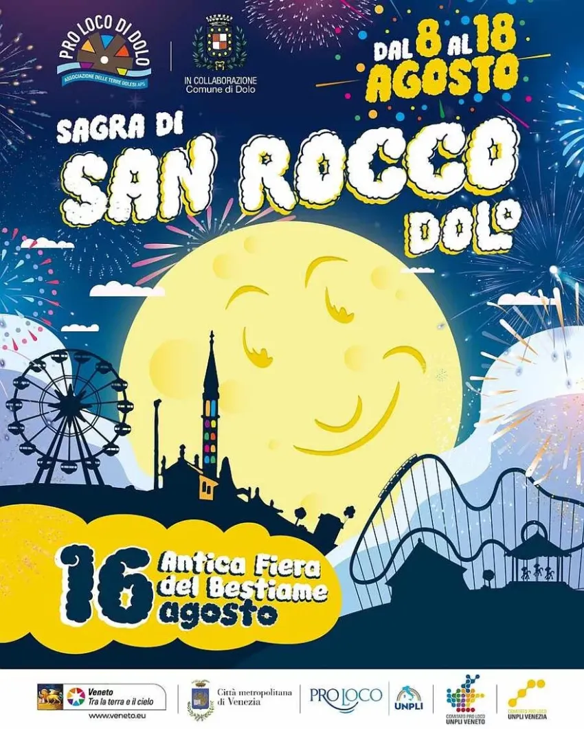 Sagra di San Rocco a Dolo - Centro città, Dolo (VE) - La Sagra di San Rocco a Dolo, in provincia di Venezia, nella regione Veneto, si svolge tradizionalmente nel mese di Agosto.
Luna Park, stand gastronom...