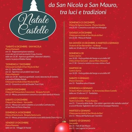 Visita guidata del borgo - Centro citta', Diano Castello (IM) - DOMENICA 28
Centro storico
ore 10.30 - Visita guidata del borgo e dell'IAT
Chiesa di San Giovanni - piazza Novaro
ore 17.30 - Concerto a cura del...