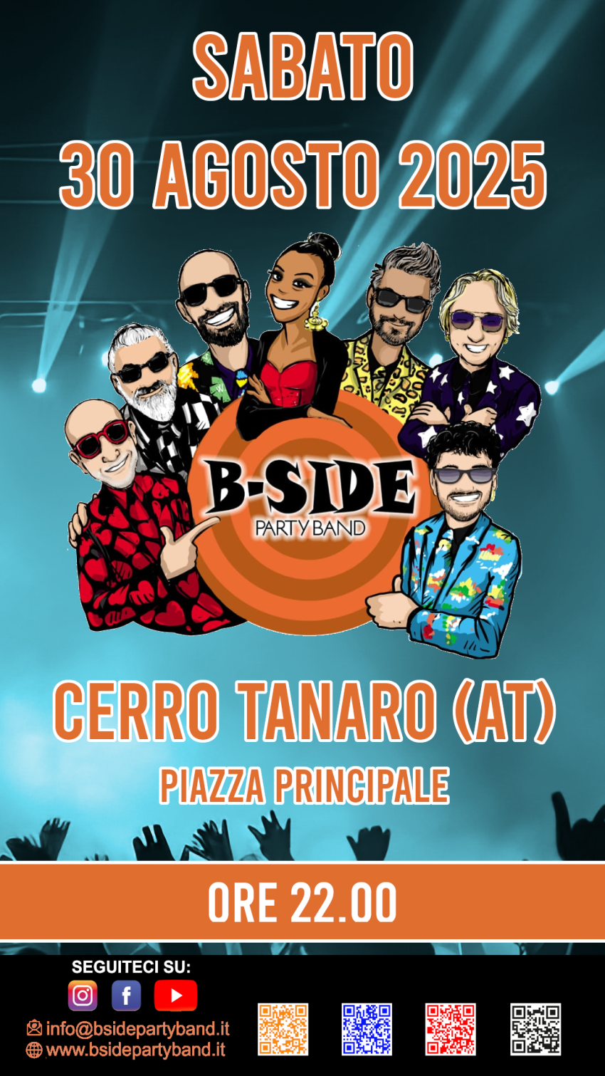 Bside Party Band live @ Cerro Tanaro (AT) - Piazza principale, Cerro Tanaro (AT) - Bside Party Band live a Cerro Tanaro (AT) — 30 agosto 2025, ore 22:00! 
La festa più attesa dell’estate a Cerro Tanaro, in provincia di Asti, sta per...