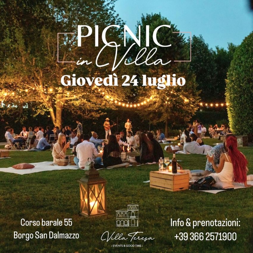 Picnic in Villa - Corso Barale 55 (Villa Teresa), Borgo San Dalmazzo (CN) - 📅 Giovedì 24 luglio dalle ore 19.00 torna la magia dei Picnic in Villa 🧺🍃un momento sospeso nel tempo, tra natura, eleganza e convivialità.Cestini,...