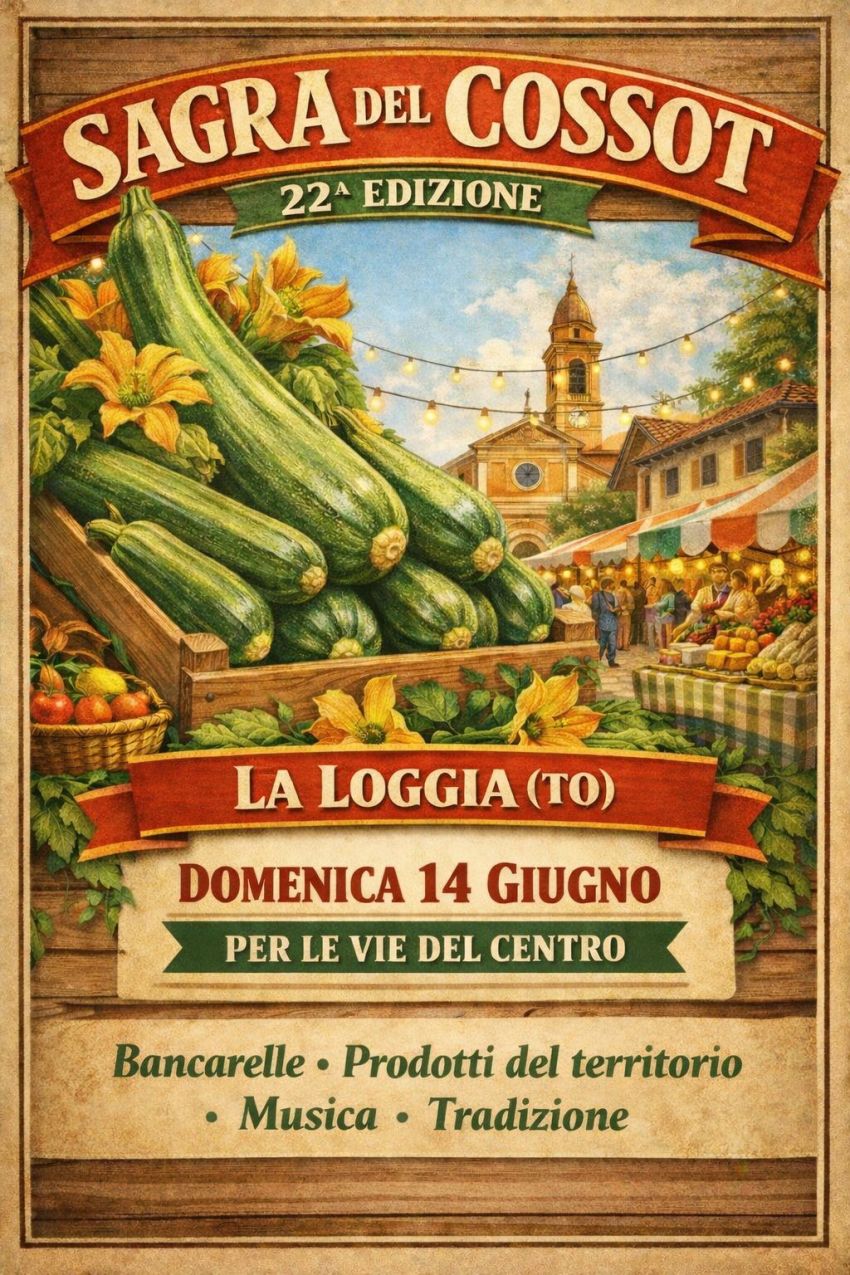 Sagra del Cossot - La Loggia Torino, La Loggia (TO) -  SAGRA DEL COSSOT – 22^ EDIZIONE
Domenica 14 giugno 2026 La Loggia (TO)per le vie e piazze del concentrico
Una giornata dedicata alle tradizioni, ai s...
