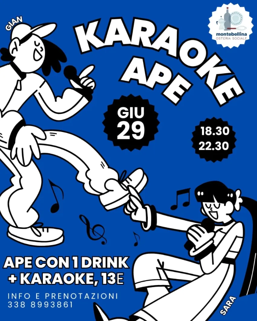 Karaoke + Ape - via montebellina 25/1, Alba (CN) - 🎤 Karaoke Time! 🍹Vieni a cantare con noi nella magia dell’aperitivo!Ti aspettiamo il 29 Giugno dalle 18:30 alle 22:30 per una serata all’insegna del...