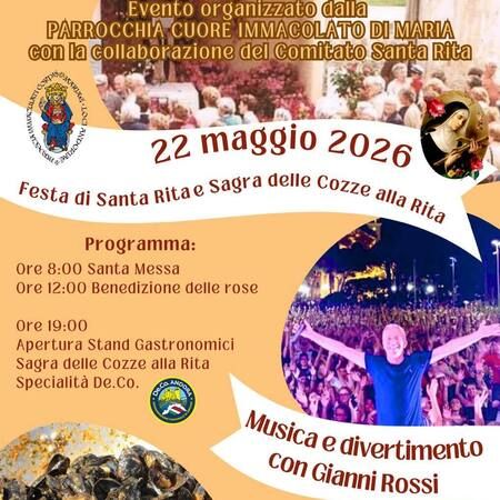 Festa di Santa Rita - Centro citta', Andora (SV) - Ti aspettiamo alla Festa di Santa Rita e Sagra delle Cozze alla Rita 🐚🌹
Una giornata speciale tra tradizione, gusto e divertimento:
⛪ Ore 8:00 –...