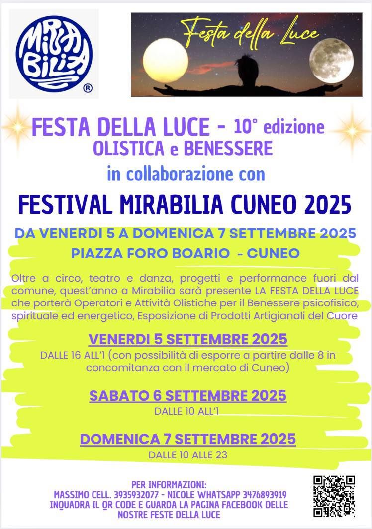 Festa della Luce - 10' edizione - Piazza Foro Boario, Cuneo (CN) - La 10’ FESTA DELLA LUCE sarà in collaborazione con “Mirabilia Festival Europeo” https://www.facebook.com/share/19MYzAMXXE/
Accanto ai loro stupendi s...