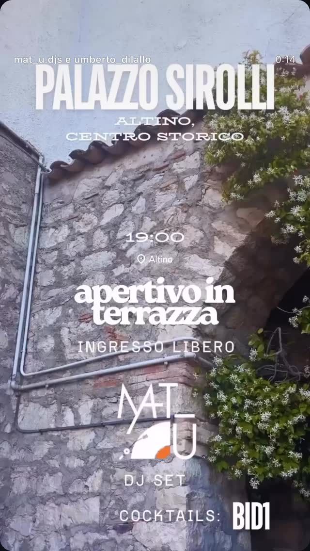 APERITIVO IN TERRAZZA - Palazzo Pulieri Sirolli, Altino (CH) - 🍸🎶 APERITIVO IN TERRAZZA 🎶🍸Vi aspettiamo per una serata speciale nella splendida terrazza di Palazzo Pulieri Sirolli, una delle dimore storiche pi...