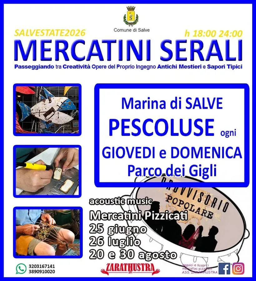 Mercatini Pizzicati - Provvisorio Popolare - Marina di Pescoluse Via Pitagora (Parco dei Gigli), Salve (LE) - 