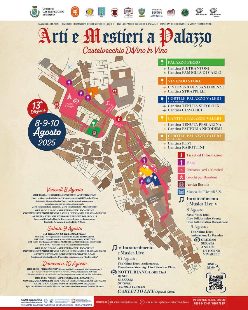 Arti e Mestieri a Palazzo - Castelvecchio DiVino In Vino - 13a edizione - Centro città, Castelvecchio Subequo (AQ) - 🎨🍷 Arti e Mestieri a Palazzo – Castelvecchio DiVino In Vino📅 8, 9, 10 agosto 2025📍 Castelvecchio Subequo (AQ)Torna uno degli eventi più attesi del...