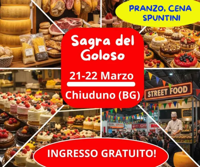 Sagra del goloso - Via Martiri della Libertà 2A (Palasettembre), Chiuduno (BG) - 😋 TORNA SAGRA DEL GOLOSO & FIERA MULTISETTORIALE! 🛍️Il prossimo weekend (21 e 22 marzo) il Palasettembre di Chiuduno (BG) ospiterà l'evento ideale pe...