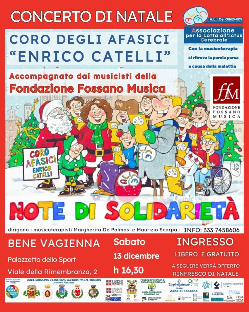 NOTE DI SOLIDARIETA' - CONCERTO DI NATALE - 𝐏𝐚𝐥𝐚𝐳𝐳𝐞𝐭𝐭𝐨 (𝐯𝐢𝐚𝐥𝐞 𝐝𝐞𝐥𝐥𝐚 𝐑𝐢𝐦𝐞𝐦𝐛𝐫𝐚𝐧𝐳𝐚 𝟐), Bene Vagienna (CN) - 🔴 𝐍𝐎𝐓𝐄 𝐃𝐈 𝐒𝐎𝐋𝐈𝐃𝐀𝐑𝐈𝐄𝐓𝐀̀ – 𝐂𝐎𝐍𝐂𝐄𝐑𝐓𝐎 𝐃𝐈 𝐍𝐀𝐓𝐀𝐋𝐄 🎶Un pomeriggio di 𝐦𝐮𝐬𝐢𝐜𝐚, 𝐜𝐨𝐦𝐮𝐧𝐢𝐭𝐚̀ 𝐞 𝐥𝐮𝐜𝐞 per sostenere il percorso 𝐠𝐫𝐚𝐭𝐮𝐢𝐭𝐨 𝐝𝐢 𝐦𝐮𝐬𝐢𝐜𝐨𝐭𝐞𝐫𝐚𝐩𝐢𝐚 dedicato...