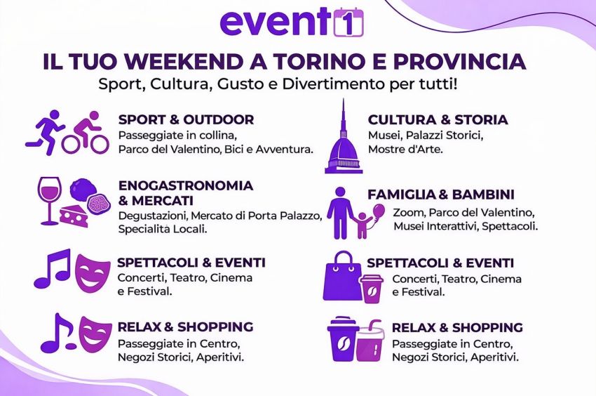 Eventi Torino Oggi, Domani e Weekend: Tutti gli Appuntamenti in Città e Provincia -  - Eventi Torino e Provincia: Cosa fare questo Weekend?
Sei alla ricerca di idee su cosa fare nel weekend a Torino e provincia? Che tu voglia vivere la c...