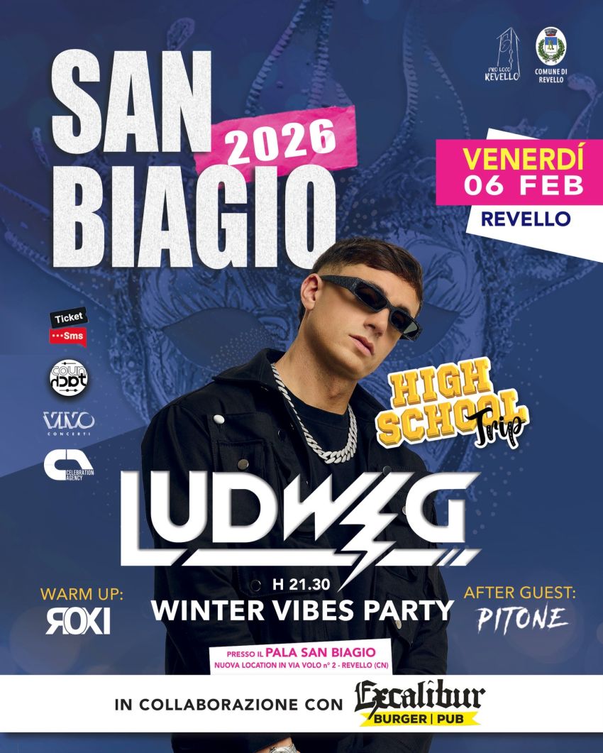 San Biagio 2026: La Grande Notte con LUDWIG a Revello - Pala San Biagio di Revello (CN), Revello (CN) - Preparatevi per l'evento più caldo dell'inverno piemontese. Venerdì 6 Febbraio 2026, il Pala San Biagio di Revello (CN) si accende per una notte indim...