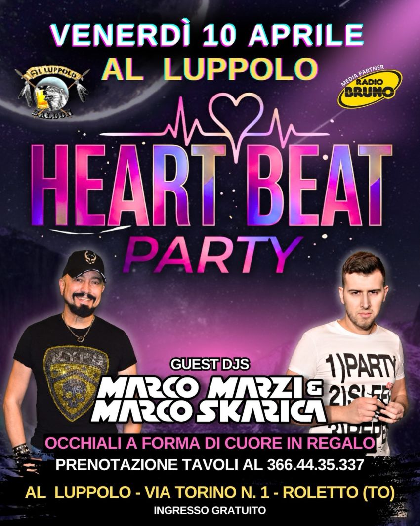 HEART BEAT PARTY - Via Torino 1 (Al Luppolo Saloon), Roletto (TO) - Venerdì 10 AprilePreparati a vivere una serata che farà battere il cuore al ritmo della musica, del divertimento e del gusto. 💓🎶Un’atmosfera travolg...