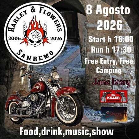 Raduno Harley - Centro citta', Triora (IM) - 20° Anniversary Harley & Flowers Sanremo
Sabato 8 agosto a Triora si festeggiano i 20 anni di Harley & Flowers. In programma un pomeriggio e una sera...