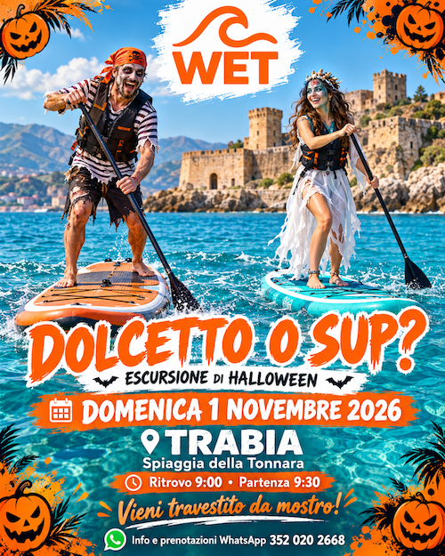 DOLCETTO O SUP? - Discesa Tonnara, Trabia (PA) - 🎃 Dolcetto o SUP? A Trabia i mostri arrivano pagaiando!
Domenica 1 novembre WET – Water Experience Tonnara organizza un’escursione in SUP a tema Hall...