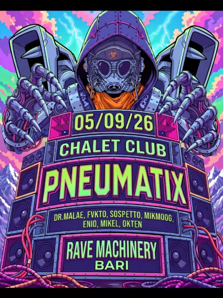 RAVE MACHINERY // MASSIVE TEKNO EXPERIENCE - SC di Mellitto (CHALET CLUB), Grumo Appula (BA) - ⚙️ RAVE MACHINERY // MASSIVE TEKNO EXPERIENCE⚙️BARI, preparati a un’altra invasione. 🔊💥SABATO 5 SETTEMBRE 2026RAVE MACHINERY torna al CHALET CLUB pe...