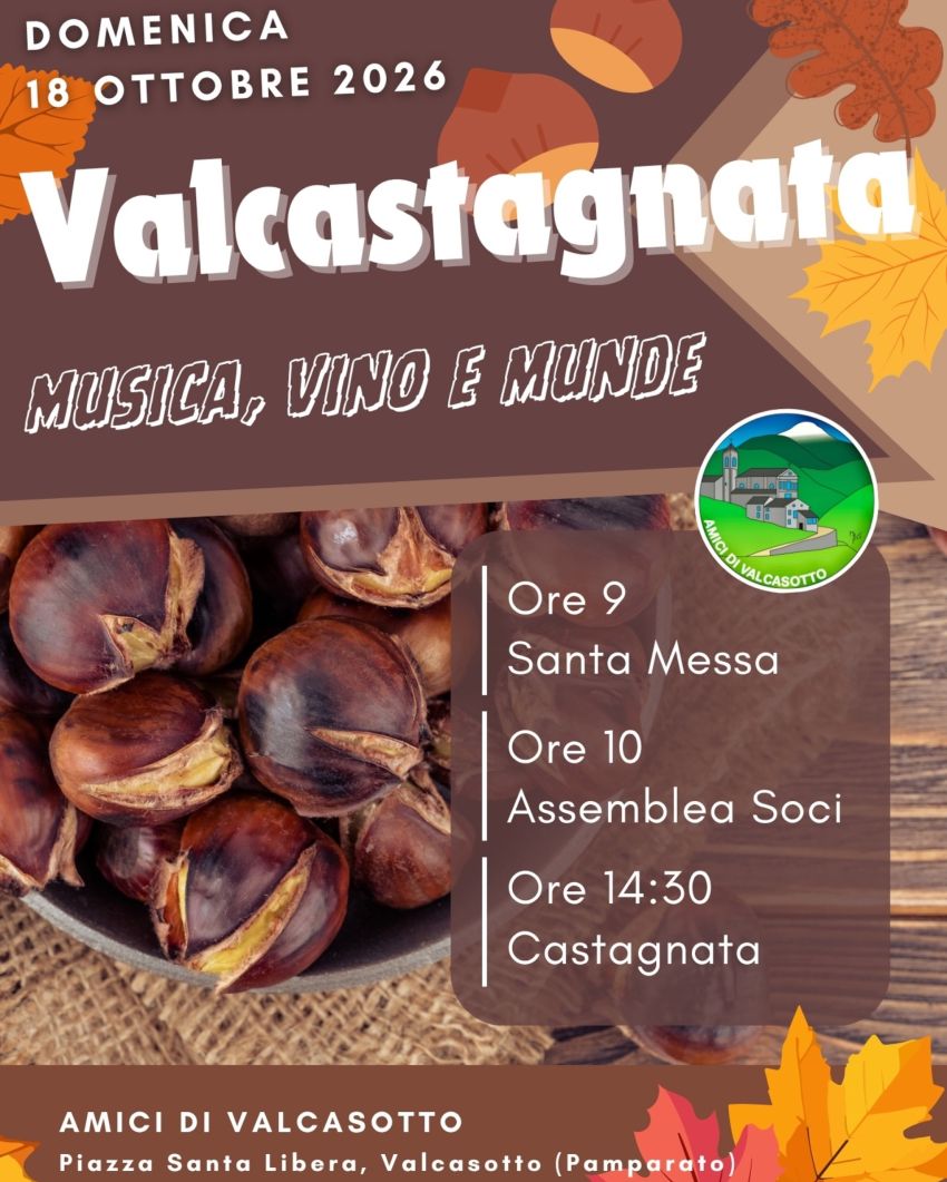VALCASTAGNATA - Valcasotto, Piazza Santa Libera, Pamparato (CN) - 🍂 Valcastagnata 2026 🍂L’autunno arriva a Valcasotto e porta con sé i suoi colori, il profumo delle castagne e la voglia di stare insieme.Domenica 18...