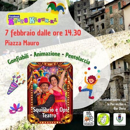 Carnevale dei Bimbi - Piazza Mauro, Dolceacqua (IM) - Carnevale dei Bimbi a Dolceacqua 
7 febbraio dalle ore 14.30 in Piazza Mauro.
Gonfiabili - Animazione - Pentolaccia
Squilibrio e Ops! Teatro
In co...