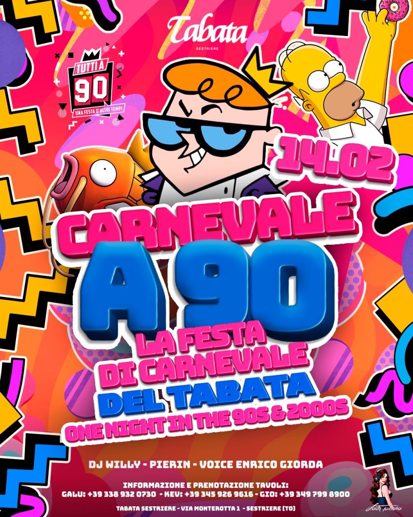 CARNEVALE A 90 - TABATA - VIA MONTEROTTA 1, Sestriere (TO) - Ma come si festeggia Carnevale?🎺⬇️ te lo diciamo noi ⬇️Ⓒⓐⓡⓝⓔⓥⓐⓛⓔ ⓐ ⑨⓪SABATO 14 FEBBRAIOColoriamo tutta Sestriere!🍭🍭🍭🍭🍭🍭🍭🍭🍭⏰ dalle 22:30📻 W...