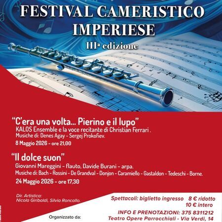 Festival cameristico imperiese - Teatro delle O.P. in Via Verdi 14, Imperia (IM) - Il Festival cameristico imperiese ritorna con una terza stagione da sballo composto da due concerti di altissimo livello che avranno luogo l' 8 maggio...