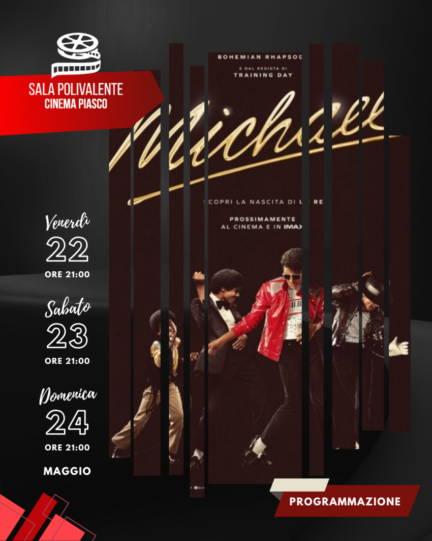 Michael - Sala Polivalente Dott. Serra - Via Umberto I, 145, Piasco (CN) - 🎬 𝗠𝗶𝗰𝗵𝗮𝗲𝗹📅 Venerdì 22 maggio 2026 – 21:00📅 Sabato 23 maggio 2026 – 21:00📅 Domenica 24 maggio 2026 – 21:00
🎟️ 𝗜𝗻𝗴𝗿𝗲𝘀𝘀𝗼6 € intero | 4 € ridotto e Ov...