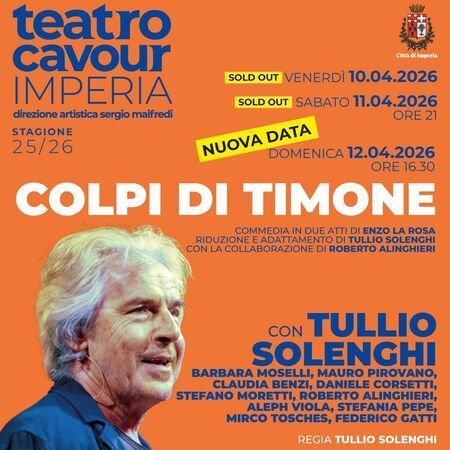Spettacolo dialettale - Teatro Cavour, Imperia (IM) - 🎭 COLPI DI TIMONE
Dopo il grande successo dei precedenti spettacoli dedicati a Gilberto Govi, torna al Teatro Cavour di Imperia un nuovo appuntament...