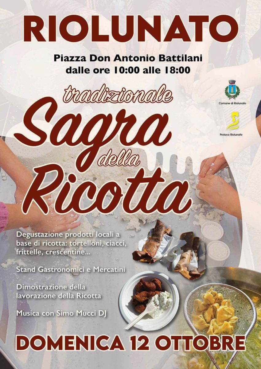 Sagra della Ricotta - Centro, Riolunato (MO) - Sagra della Ricotta a Riolunato – Tradizione, gusto e divertimento
Domenica 12 ottobre, dalle ore 10:00 alle 18:00, Piazza Don Antonio Battilani a Rio...
