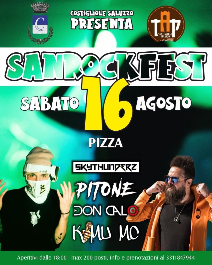 SAN ROCK FEST - Day 2 - Area ex-peschiera al fondo di Via Monviso (lungo il torrente Varaita), Costigliole Saluzzo (CN) -  

🎸 SAN ROCK FEST: COSTIGLIOLE SALUZZO IN FESTA!Tre giorni di musica, buon cibo e divertimento per tutte le età! Ti aspettiamo tutte le sere dalle o...
