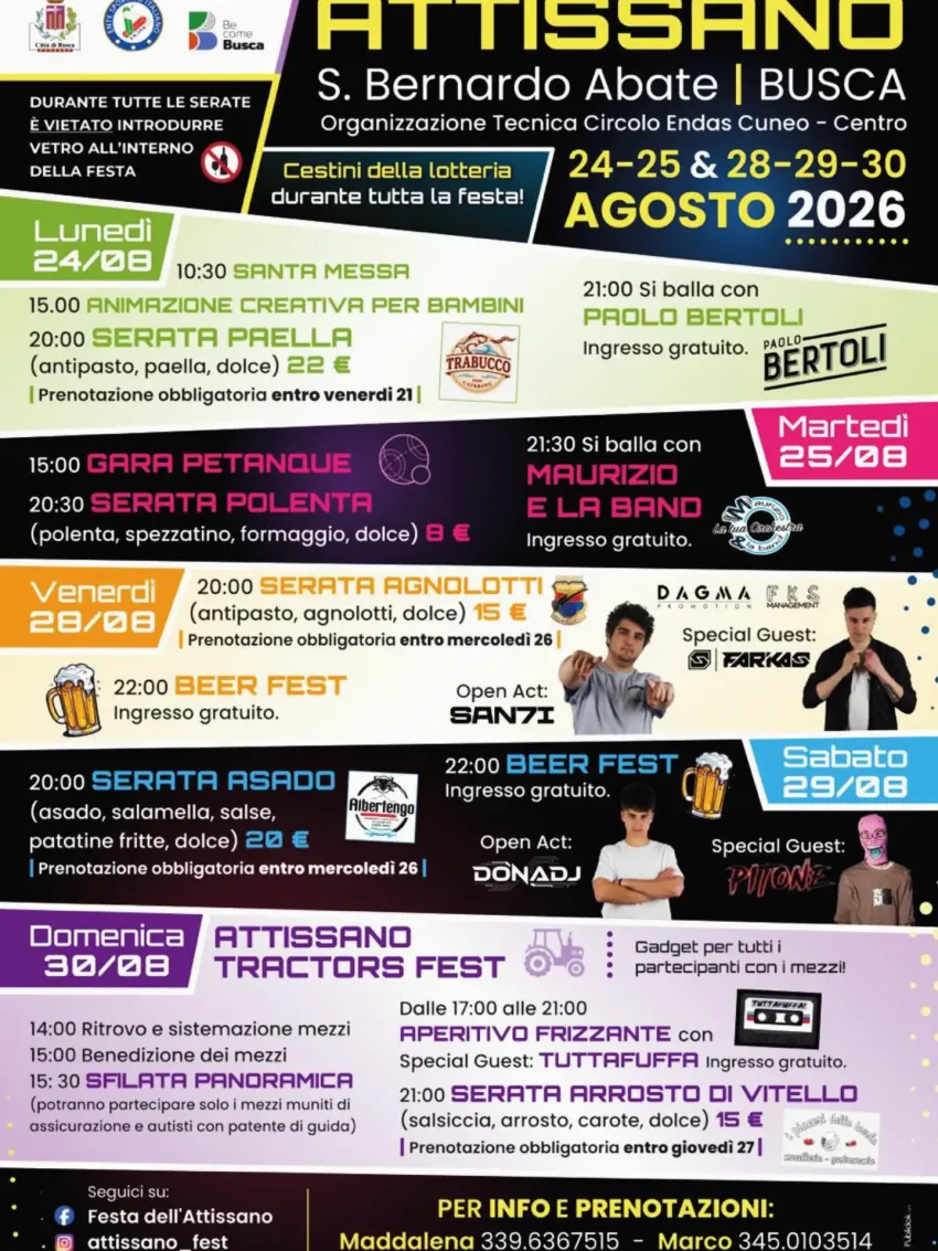 Attissano Fest - San Bernardo Abate, Busca (CN) - L'Attissano Fest sta per tornare !Tra un mese saremmo di nuovo pronti per farvi divertire .Rimanete sintonizzati per altre novità, noi abbiamo già ini...