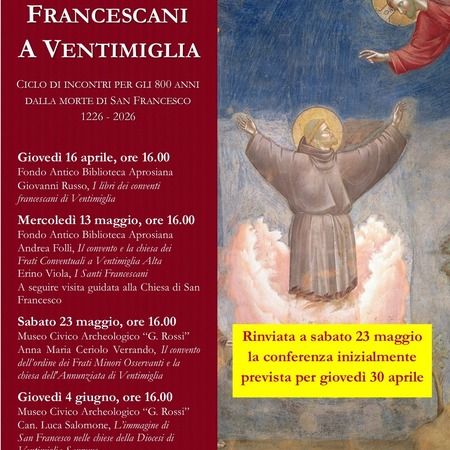 Francescani A Ventimiglia - Museo Civico Archeologico G. Rossi, Ventimiglia (IM) - RINVIATA AL 23 MAGGIO LA CONFERENZA DELLA PROF.SSA A.M. CERIOLO VERRANDO IN PROGRAMMA PER GIOVEDÌ 30 APRILE
Museo Civico Archeologico Girolamo Rossi...