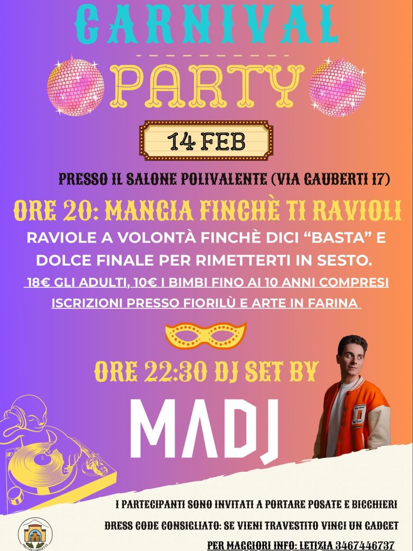 CARNIVAL PARTY - Via Gauberti 17 (Salone Polivalente), Beinette (CN) - Sì, lo sappiamo… vi abbiamo fatto aspettare un po’ prima di svelarvi le info sulla serata. Ma tranquilli: stavamo solo scaldando i motori, perché ques...
