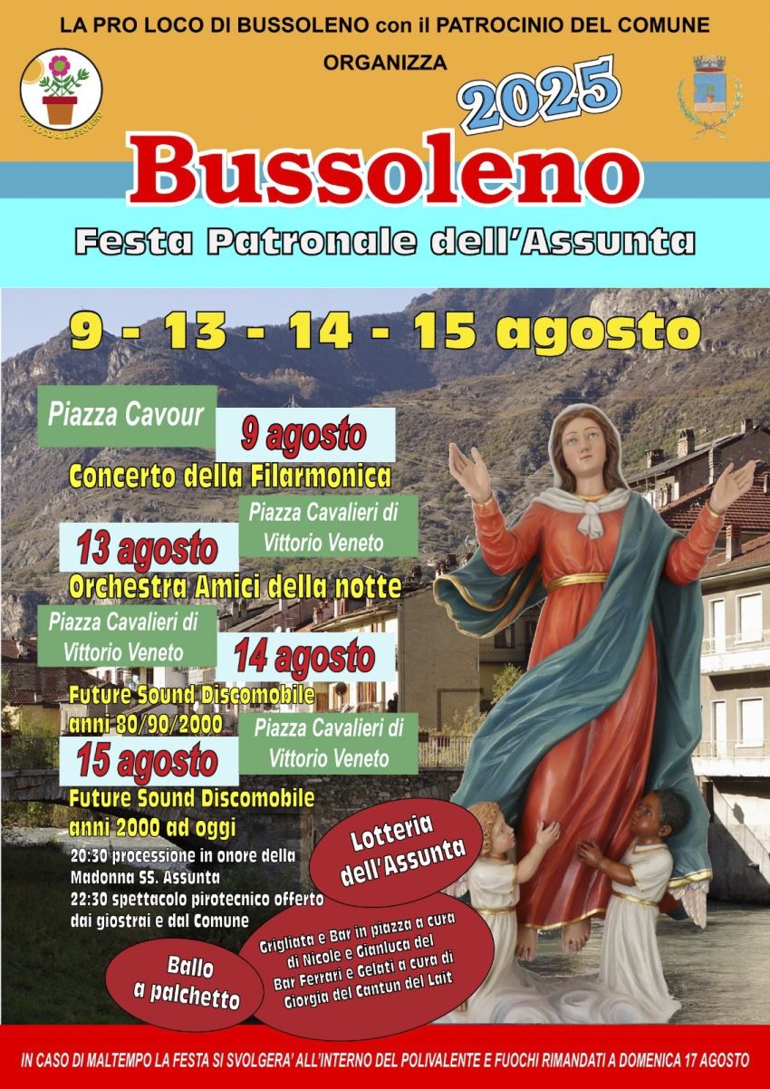 Festa Patronale dell’Assunta 2025 -Bussoleno - Piazza Cavour 1, Bussoleno (TO) - 