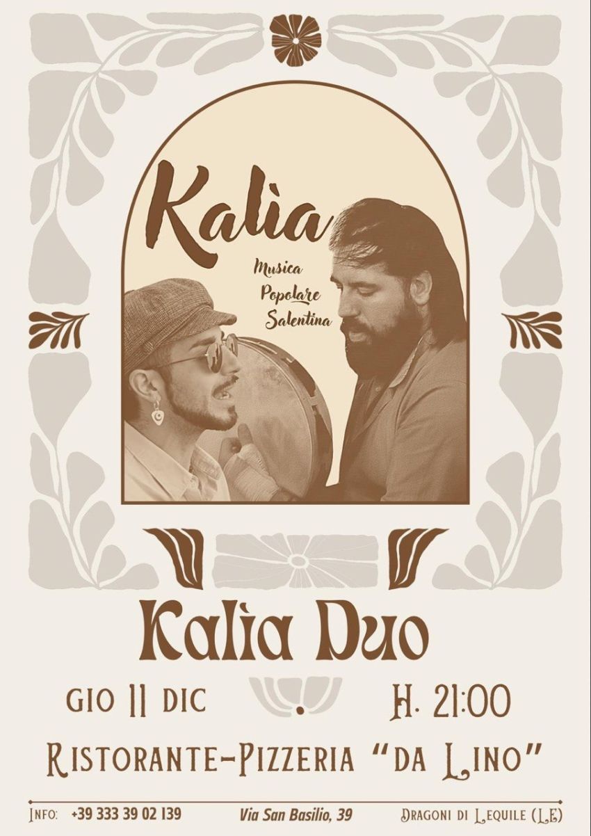 Musica Popolare Salentina - Kalìa Duo - Via San Basilio 39 (Da Lino), Lequile (LE) - 
