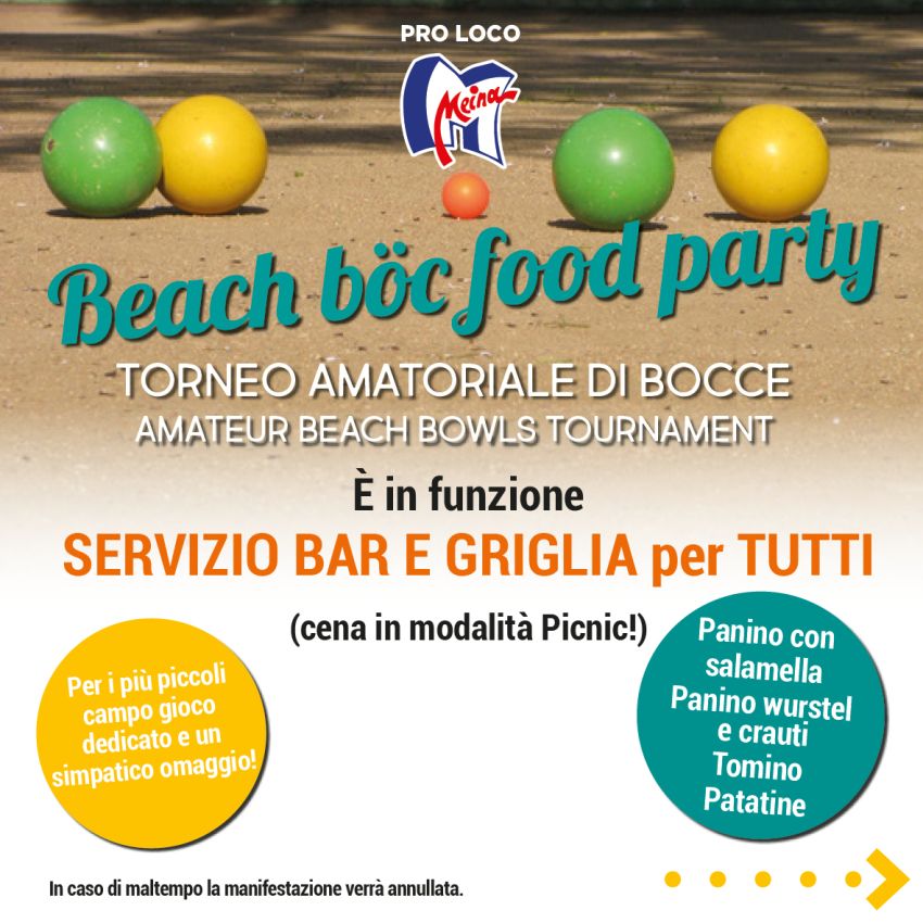 Beach Bôc Food Party – Torneo amatoriale di bocce - Lungolago Meina (Spiaggetta scivolo “Galli), Meina (NO) - 🇮🇹 Beach Bôc Food Party – Torneo amatoriale di bocce🗓 Sabato 27 giugno dalle ore 17:00📍 Spiaggetta scivolo “Galli” – Lungolago Meina (NO)Iscrizione a...