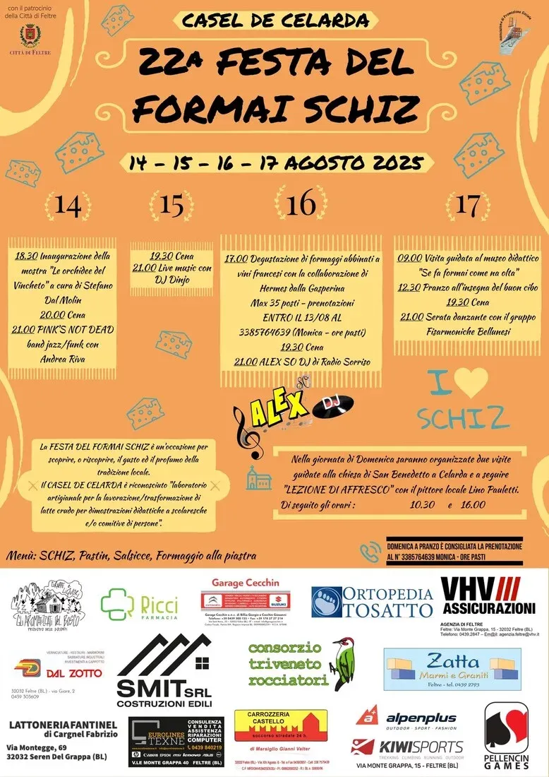 Festa del Formai Schiz - Celarda, Feltre (BL) - La Festa del Formai Schiz si svolge a Celarda, frazione del comune di Feltre, in provincia di Belluno, tradizionalmente nel mese di Agosto....