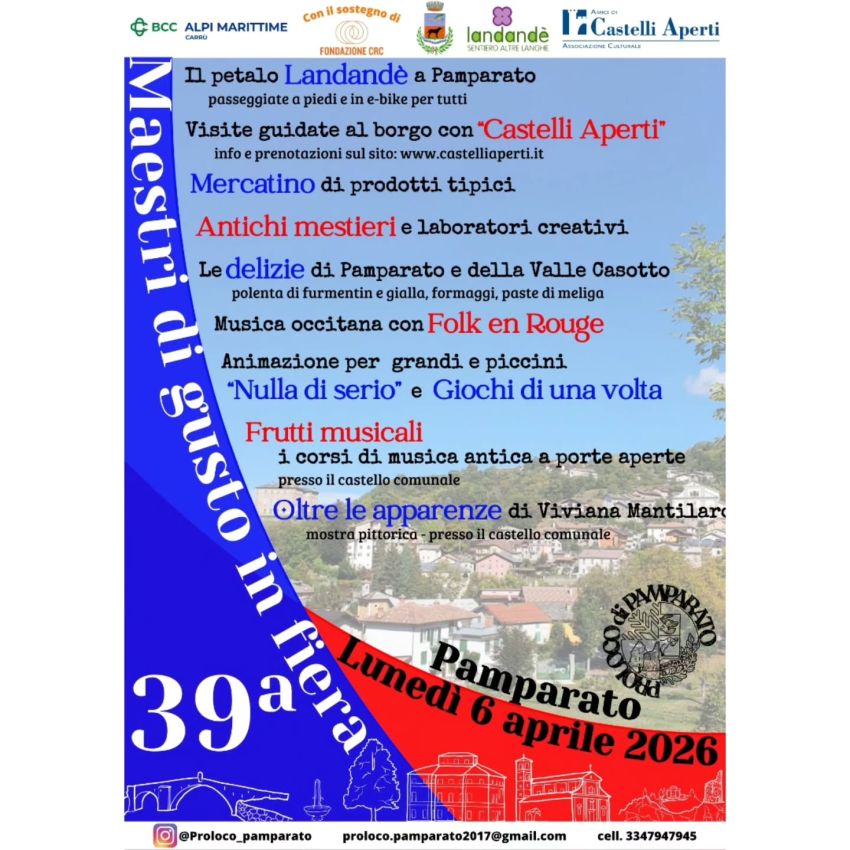 Maestri di gusto in fiera - 39a edizione - Centro città e dintorni, Pamparato (CN) - 🔵🔴⚠️ LUNEDI 6 APRILE 2025 ⚠️Vi aspettiamo tutti a Pamparato per la 39ª edizione di Maestri di gusto in fiera🤩🗓️Siamo pronti!Ad attendervi: escursio...